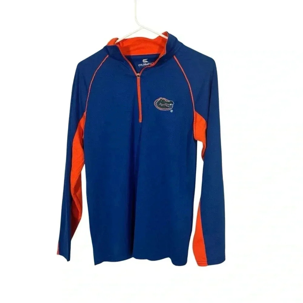 Florida Gators 1/4 Zip Shirt Adult M Blue Orange Long Sleeve Pullover Mens